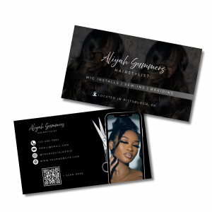 Elite Dark Mode Hairstylist Business Card Template